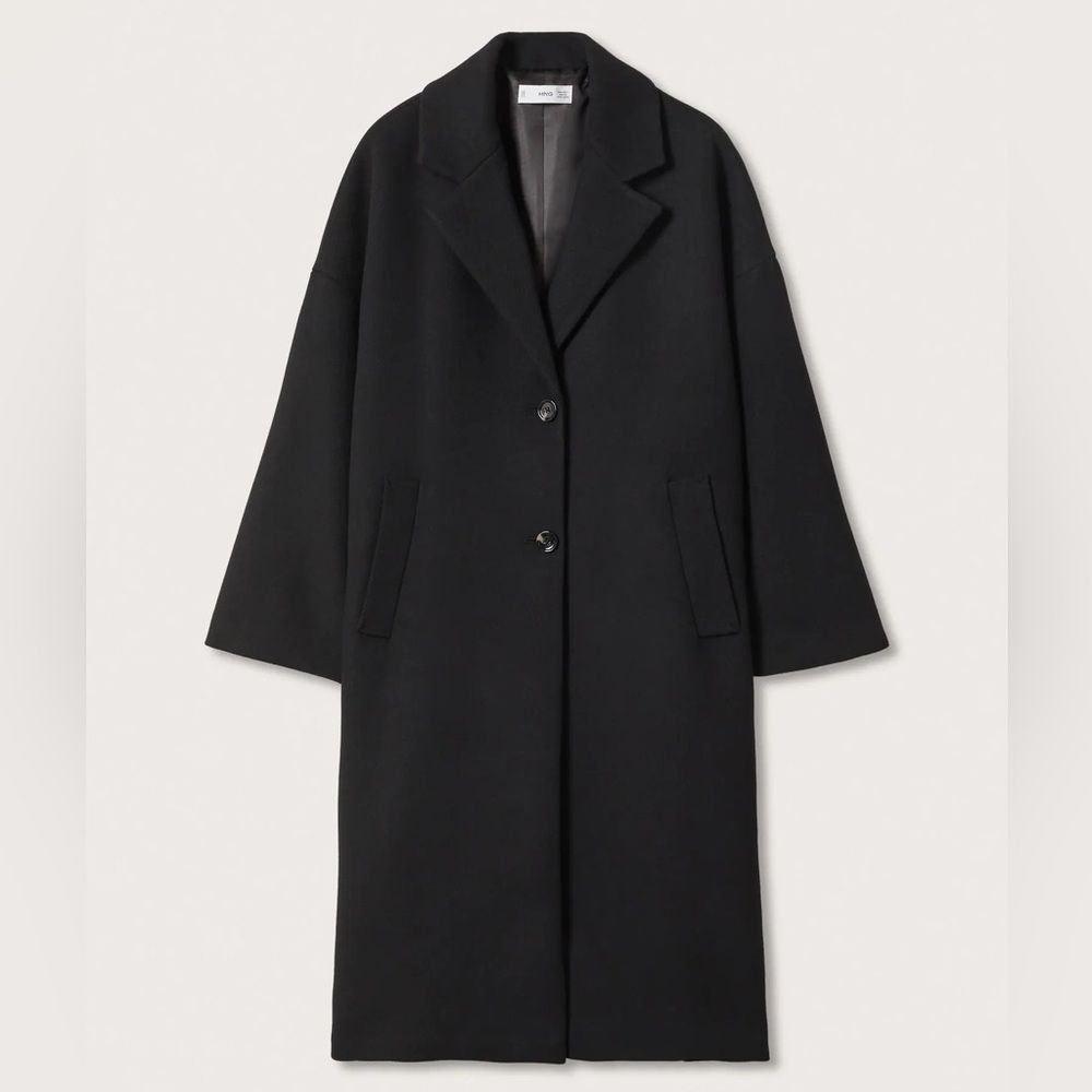 Mango Wool Blend Coat Black New - Picture 3 of 12